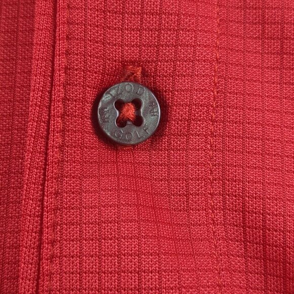IZOD Golf Red Polo Shirt Short Sleeve Large 100% Polyester Grid Pattern Textured - Picture 6 of 11